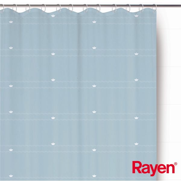 023-2348-11.jpg RAYEN SHOWER CURTAIN BLUE POLYESTER - Image 1
