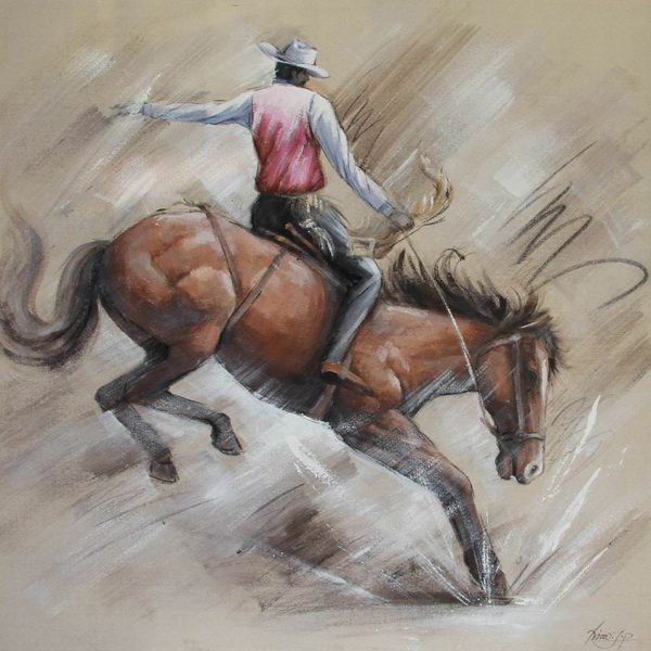 195-03074.jpg VELOUR PAINTING 60X60 JOCKEY 2 - Image 1