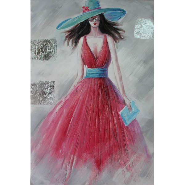 195-03085.jpg VELOUR PAINTING 40X60 LADY PINK - Image 1