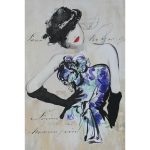 VELOUR PAINTING 60X90 LADY IN BLUE