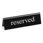 HENDI TABLE SIGN RESERVED PLEXI BLACK 13X3.5X4