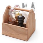 HENDI CUTLERY BOX WOOD W/HANDLE 19X16X20