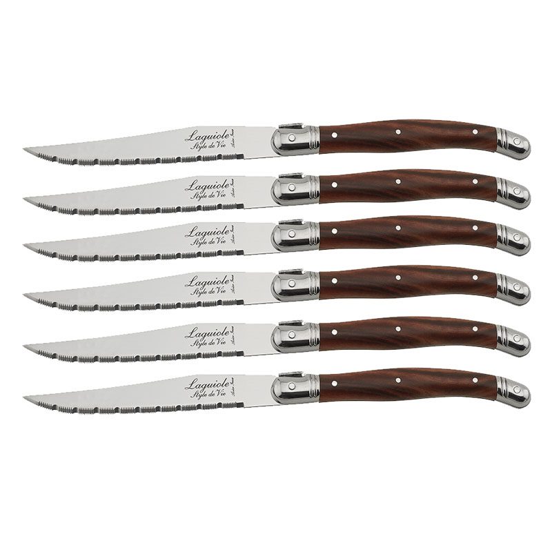 015-30386-laguiole-steak-knives-dark-block HERCULE KNIVES STEAK JUMBO 24CM X3 - Image 1