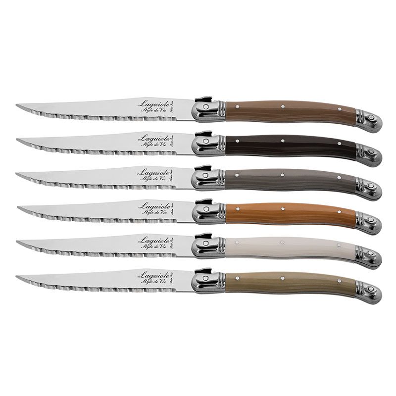 015-30388_laguiole-steak-knives-block-treasure_04 LAGUIOLE STEAK KNIVES 1.8MM ON BLOCK TREASURE X6 - Image 1