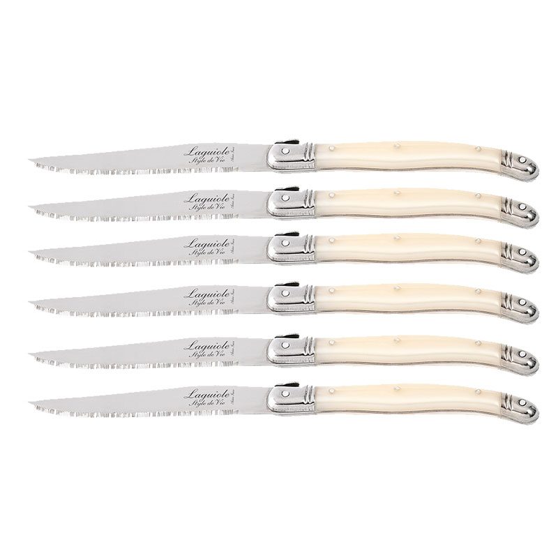 015-30389-laguiole-steak-knives-pearl-block LAGUIOLE STEAK KNIVES 1.8MM ON BLOCK PEARL X6 - Image 1