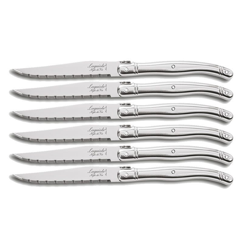 015-30390-laguiole-steak-knifes-stainless-steel-2.5mm-wooden-block-6pcs LAGUIOLE STEAK KNIVES 1.8MM ON BLOCK S/S X6 - Image 1