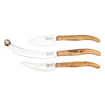 LAGUIOLE CHEESE KNIVES OLIVE WOOD S/3 - Image 2