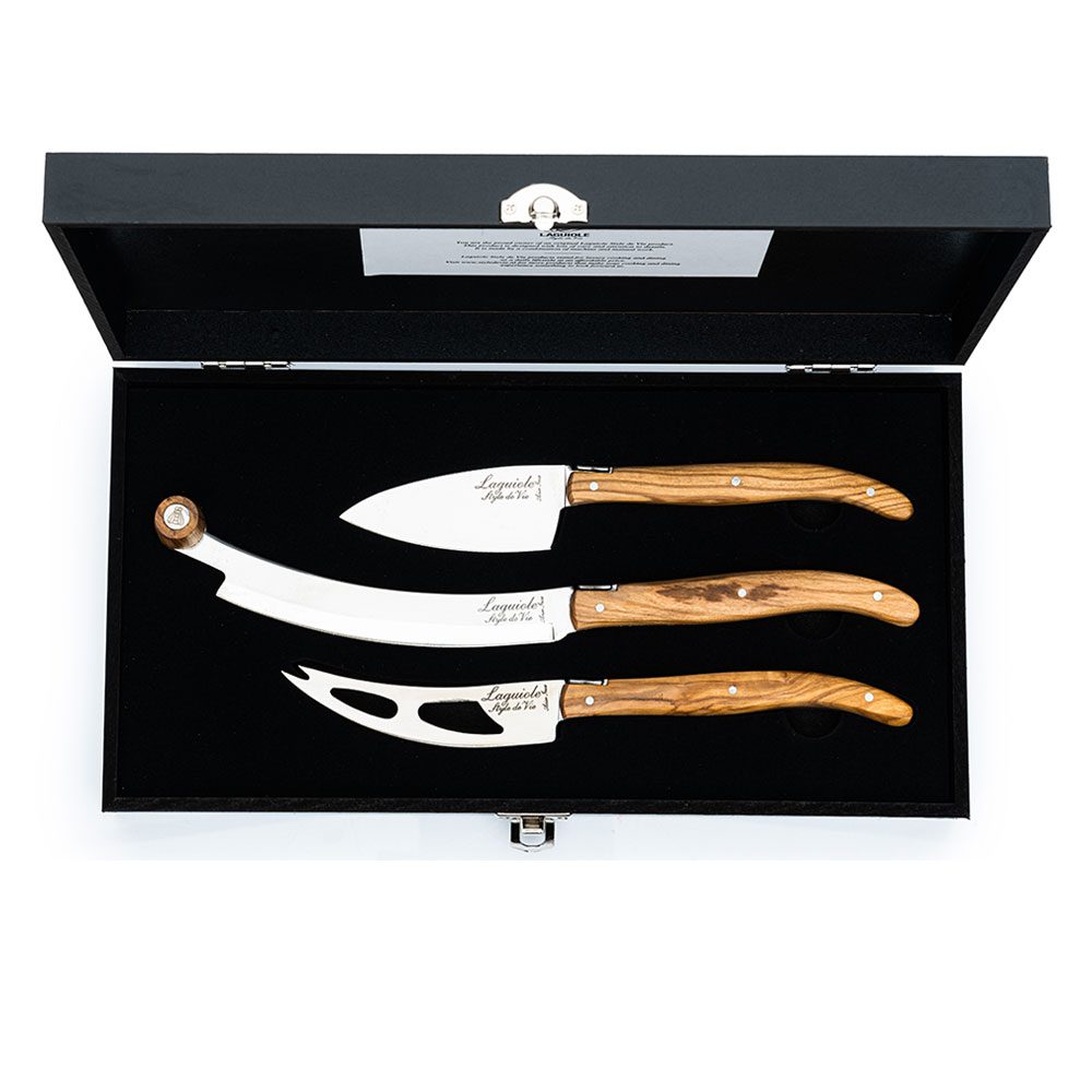 015-30394-laguiole-cheese-knives-olive-wood-s-3_01 LAGUIOLE CHEESE KNIVES OLIVE WOOD S/3 - Image 1