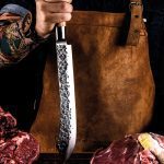 FORGED KNIFE BUTCHER JAP. STEEL 440C 25.5CM OLIVE WOOD - Image 3