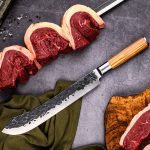 FORGED KNIFE BUTCHER JAP. STEEL 440C 25.5CM OLIVE WOOD - Image 4