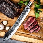 FORGED KNIFE BUTCHER JAP. STEEL 440C 25.5CM OLIVE WOOD - Image 6