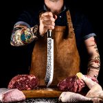 FORGED KNIFE BUTCHER JAP. STEEL 440C 25.5CM OLIVE WOOD - Image 7