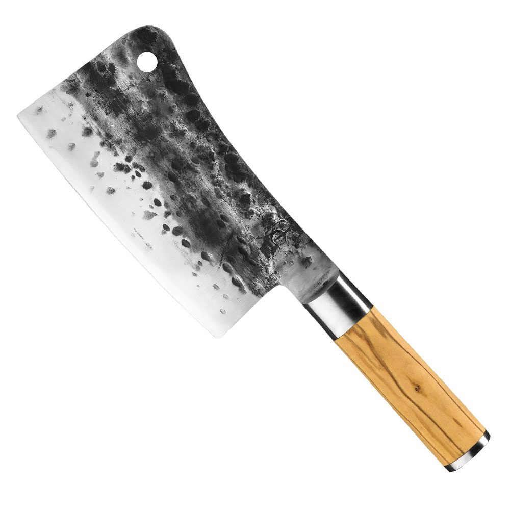 015-62324-cleaver-forged-olive-wood-japanese-steel FORGED KNIFE CLEAVER JAP. STEEL 440C 19CM OLIVE WOOD - Image 1