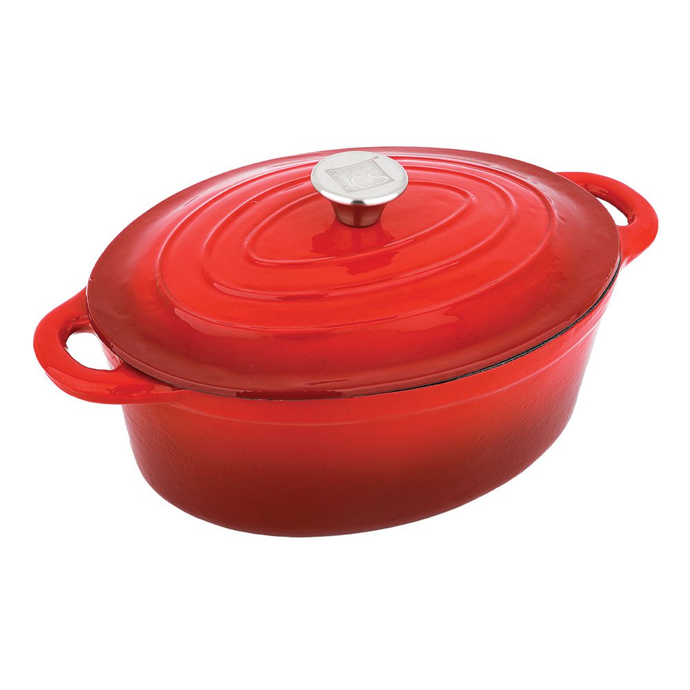 003-09097-xantem-roaster-37-22-12-4l-red_01 XANTEN ROASTER CAST IRON 37X22X11.5 4L RED - Image 1
