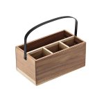 LEONE CUTLERY BOX ACACIA W/HANDLE 26