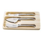 LAGUIOLE CHEESE KNIVES  S/S  S/3 IN WOODEN TRAY